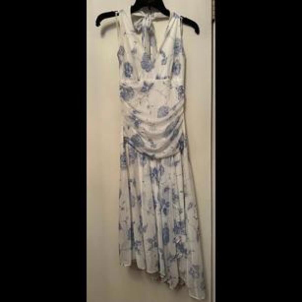 Floral Dreams: A White and Blue Dress for Your Perfect Homecoming or Party - Picture 1 of 3
